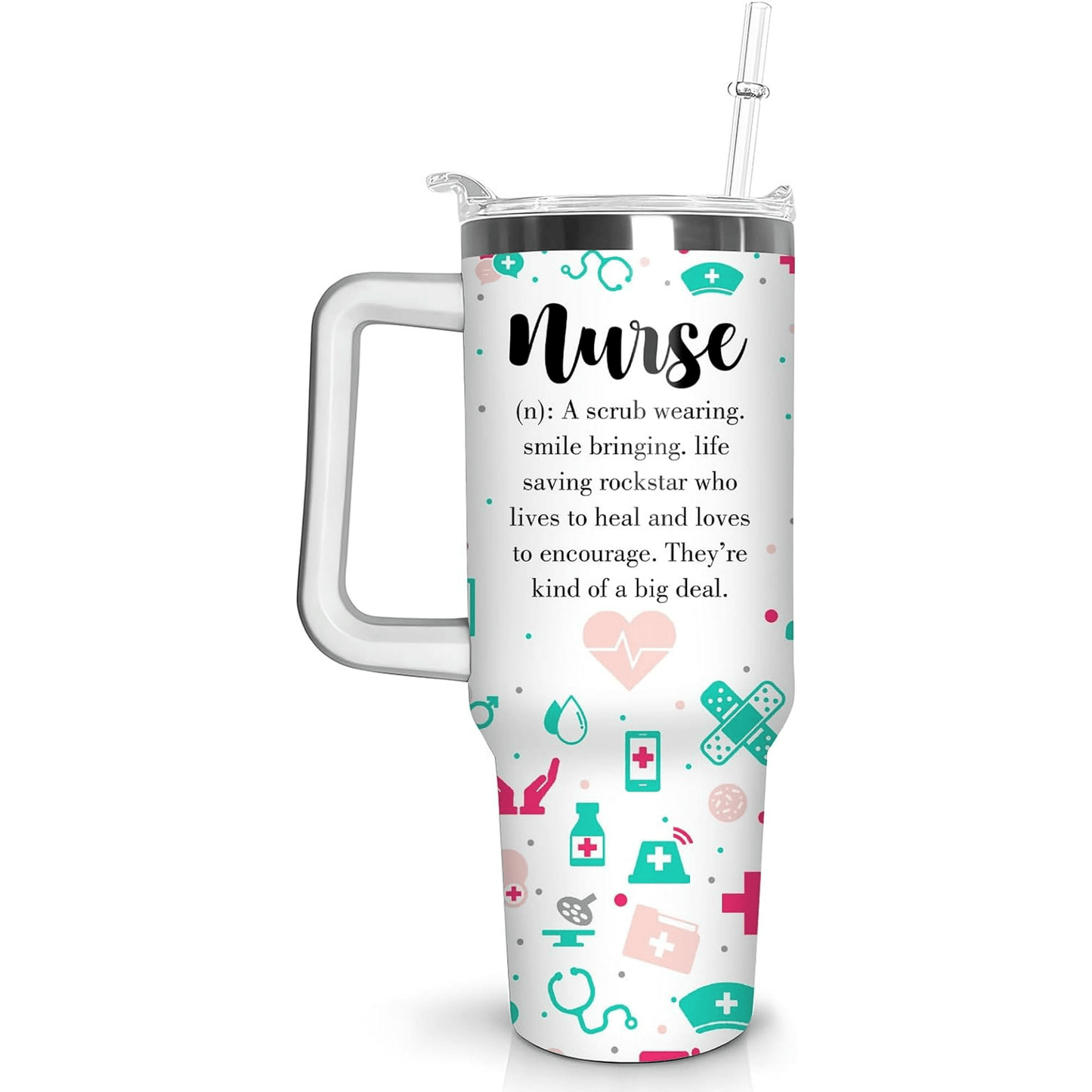 Nurse 40 Oz Tumbler Nurse A Scrub Wearing A Smile Bringing Tumbler 40 Oz White