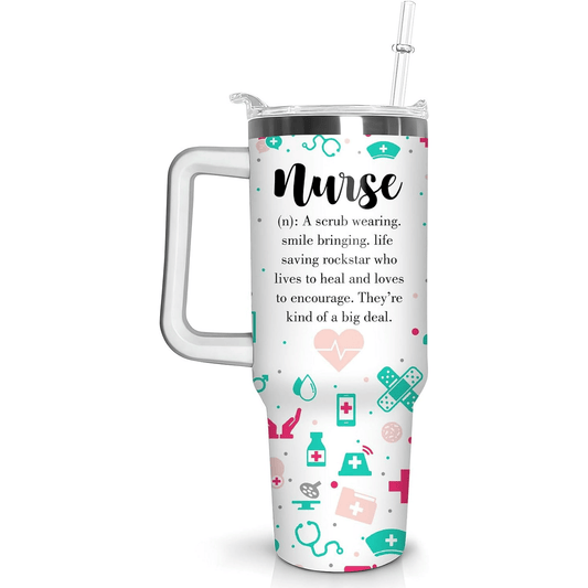 Nurse 40 Oz Tumbler Nurse A Scrub Wearing A Smile Bringing Tumbler 40 Oz White