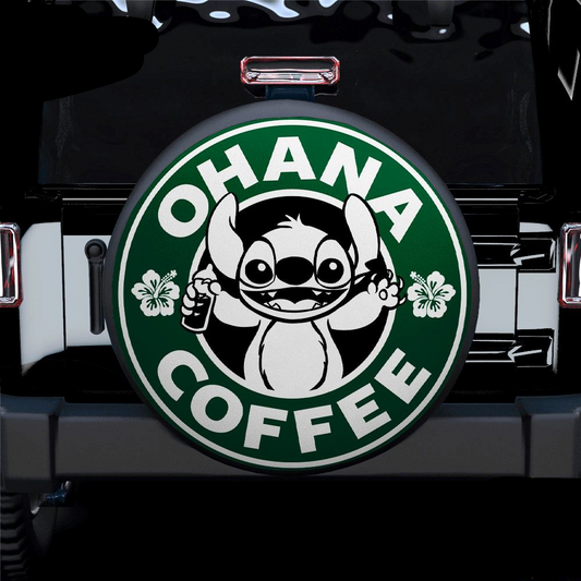 Stitch Spare Tire Cover DN Stitch Ohana Coffee Logo Tire Covers Green White