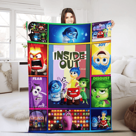 Inside Out Blanket DN Inside Out Emotions Pattern Blanket Colorful