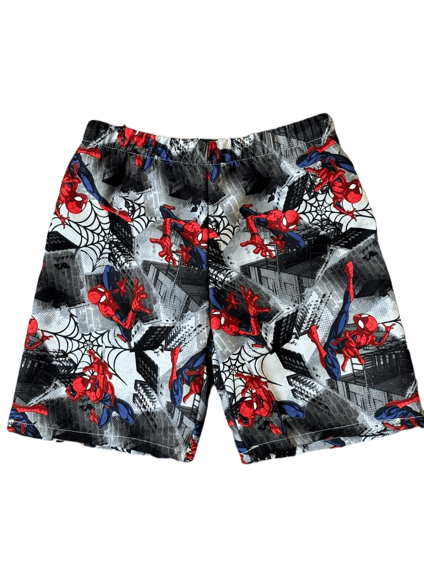 Spiderman Shorts Spiderman City Night Pattern Beach Shorts Black Red