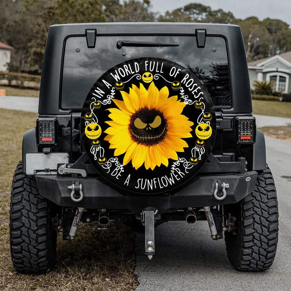 TNBC Spare Tire Cover Jack Skellington Be A Sunflower Tire Covers Black Yellow