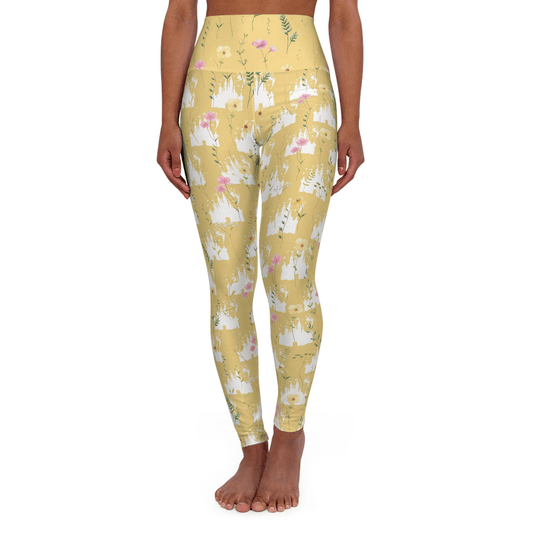 DN Leggings DN Castle Flower Pattern High Waisted Legging Yellow For Women