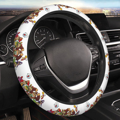 Mario Steering Wheel Cover Super Mario Game All Characters Driving Wheel Cover White Brown