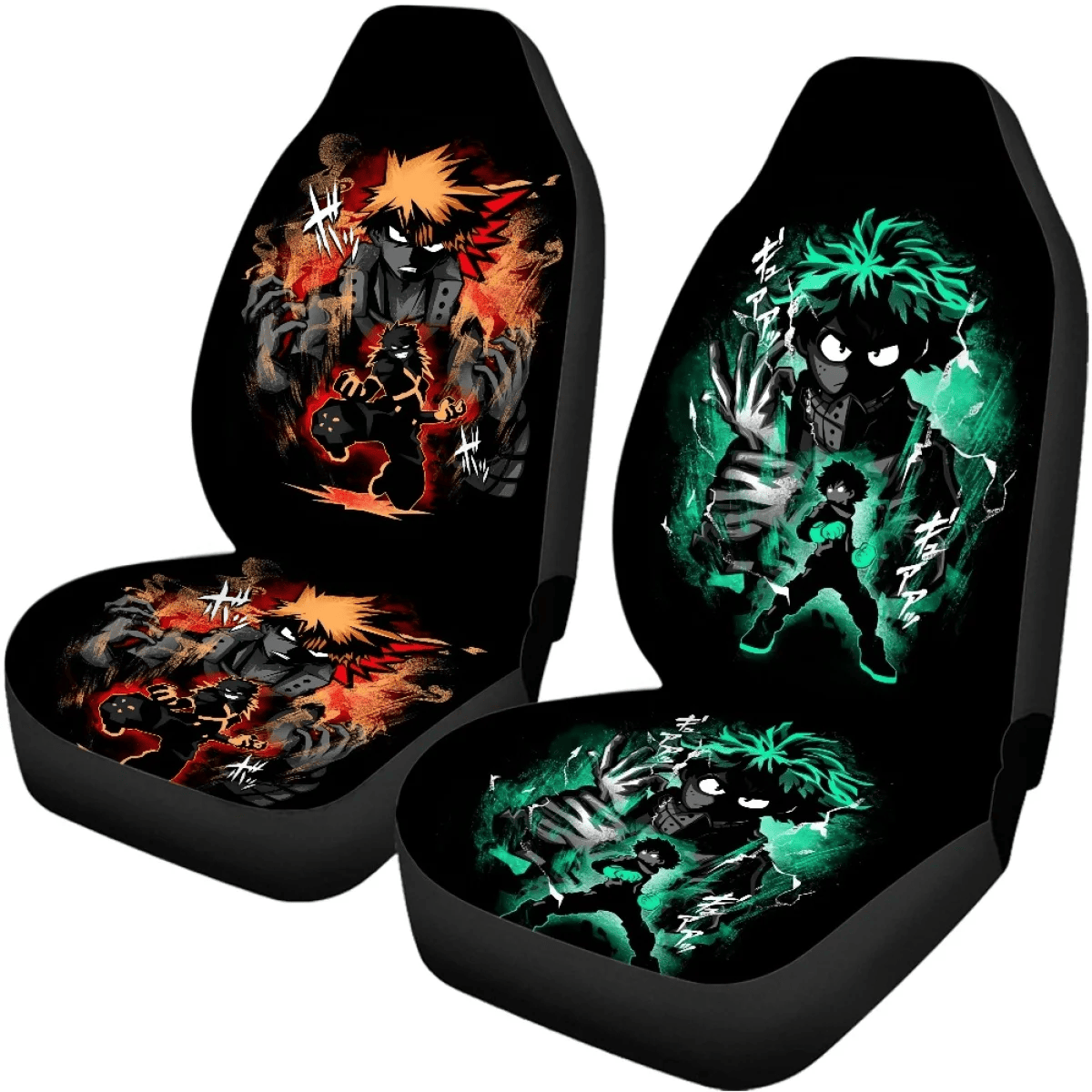 My Hero Academia Car Seat Covers Bakugou Katsuki And Midoriya Izuku Hero Seat Covers Orange Green