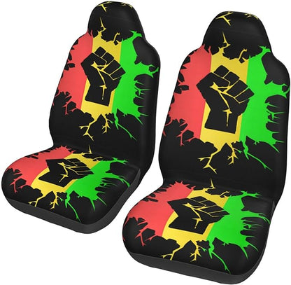 Juneteenth Car Seat Covers Juneteenth Color Hand Fist Graphic Seat Covers Black