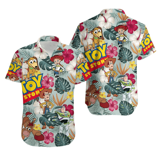 Toy Story Hawaii Shirt DN Toy Story Characters Hibiscus Pattern Hawaiian Shirt Colorful Unisex