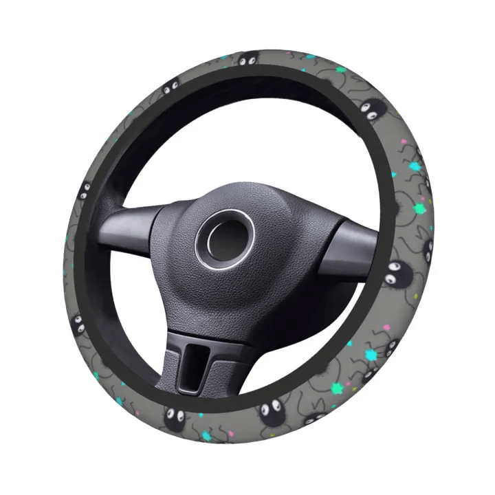 SGhibli Steering Wheel Cover Soot Sprites Dancing With Stars Driving Wheel Cover Gray