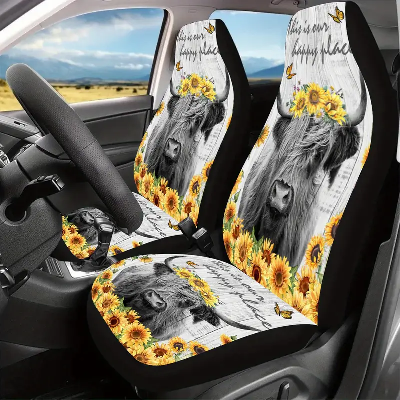 Cow Car Seat Covers Cosw This Is Our Happy Place Seat Covers Gray Yellow