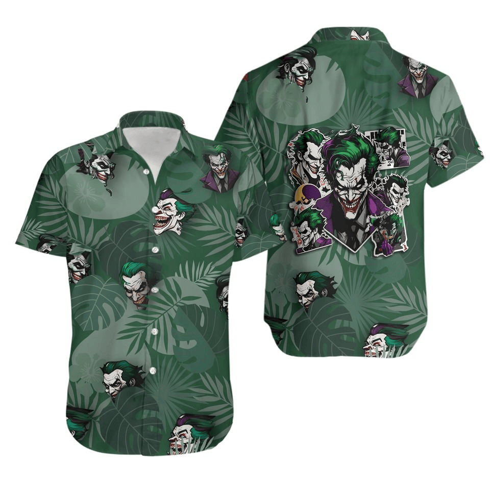 Joker Hawaii Shirt DC Joker Emotions Tropical Pattern Hawaiian Shirt Green Unisex