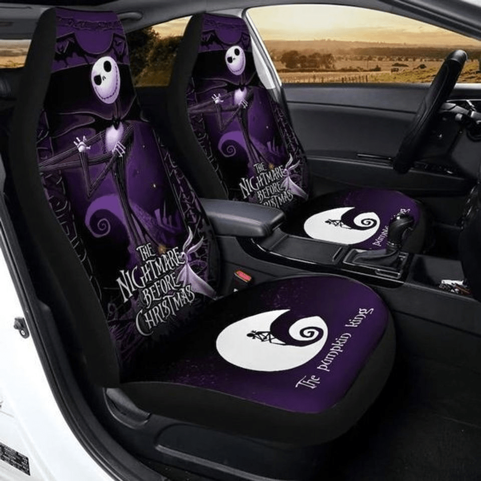 TNBC Car Seat Covers Jack SKelington The Pumpkin King Seat Covers Black Purple