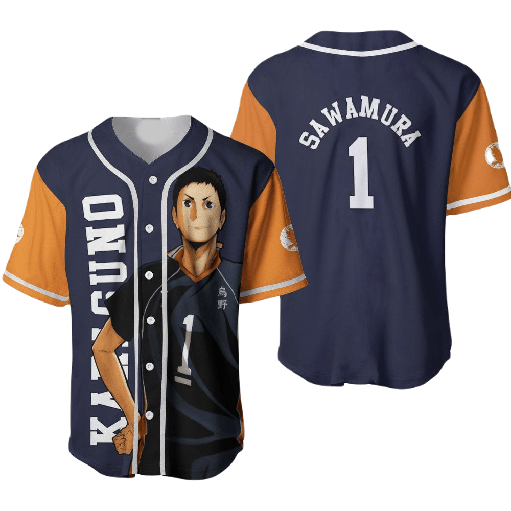 Haikyuu Baseball Jersey Daichi Sawamura Haikyuu Jersey Shirt Black Orange Unisex Adult New Release