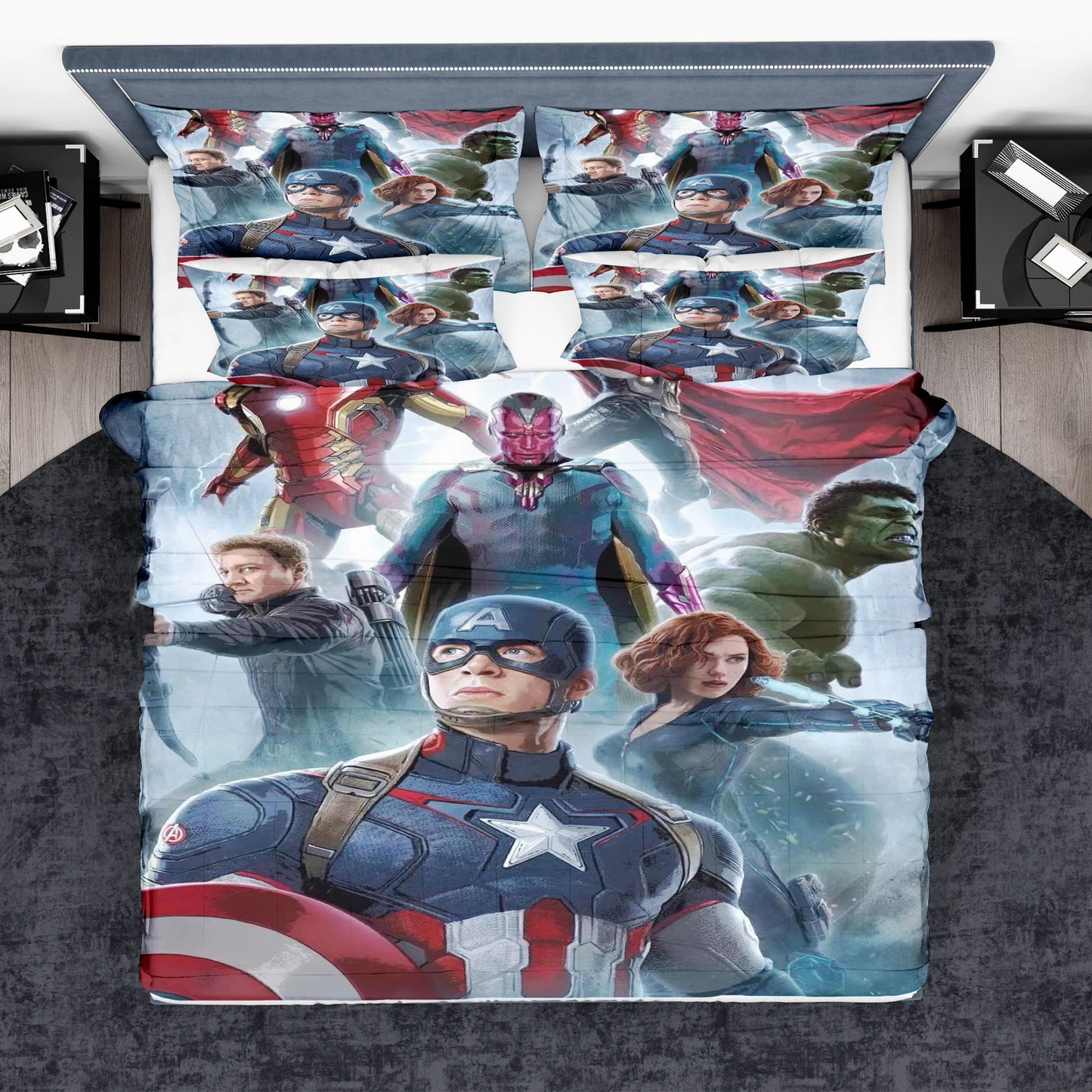 MV Bedding Set Avengers Fighting With Vision Duvet Covers Colorful Unique Gift