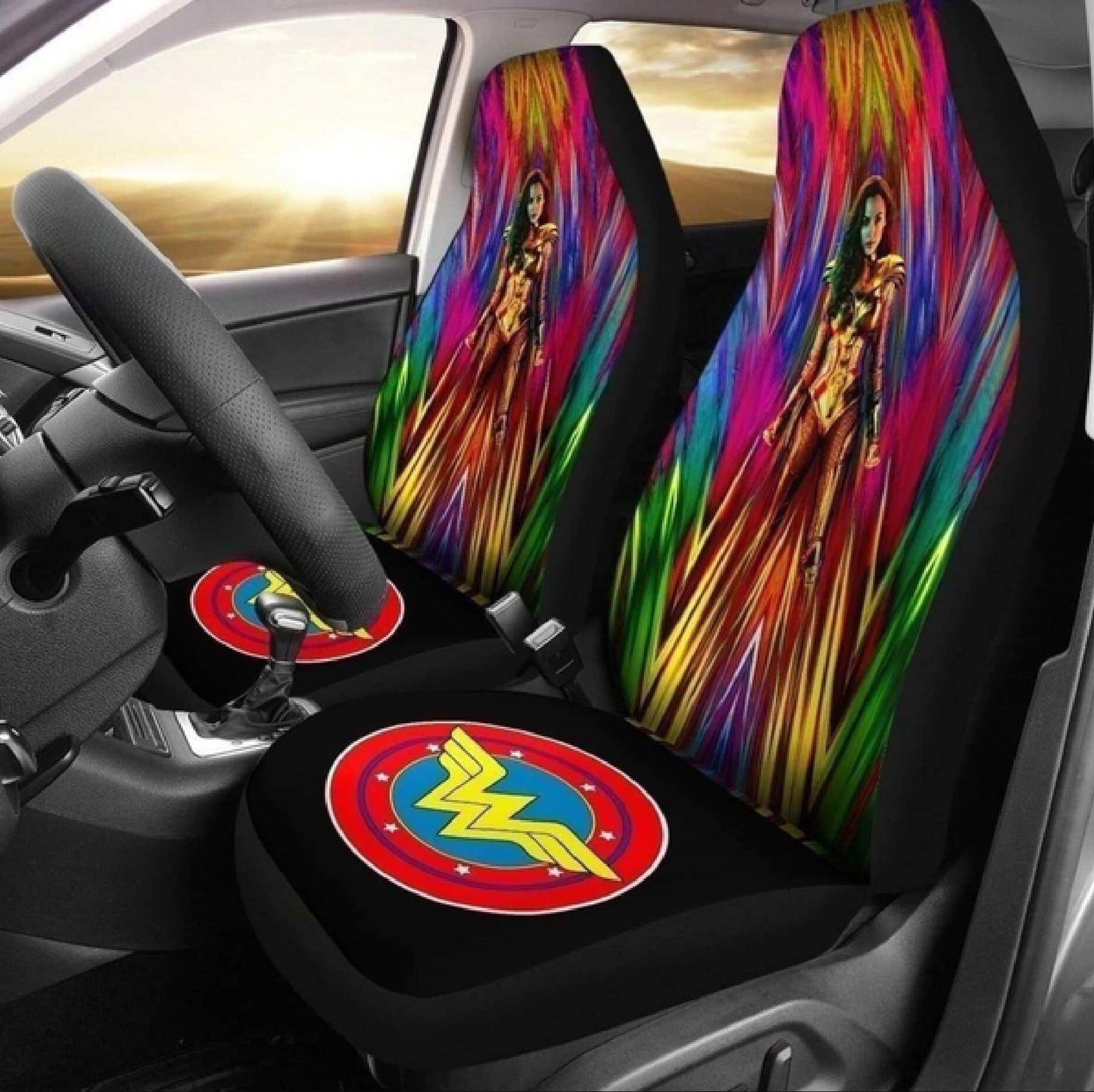 Wonder Woman Car Seat Covers DC Wondef Woman Graphic And Symbol Seat Covers Colorful