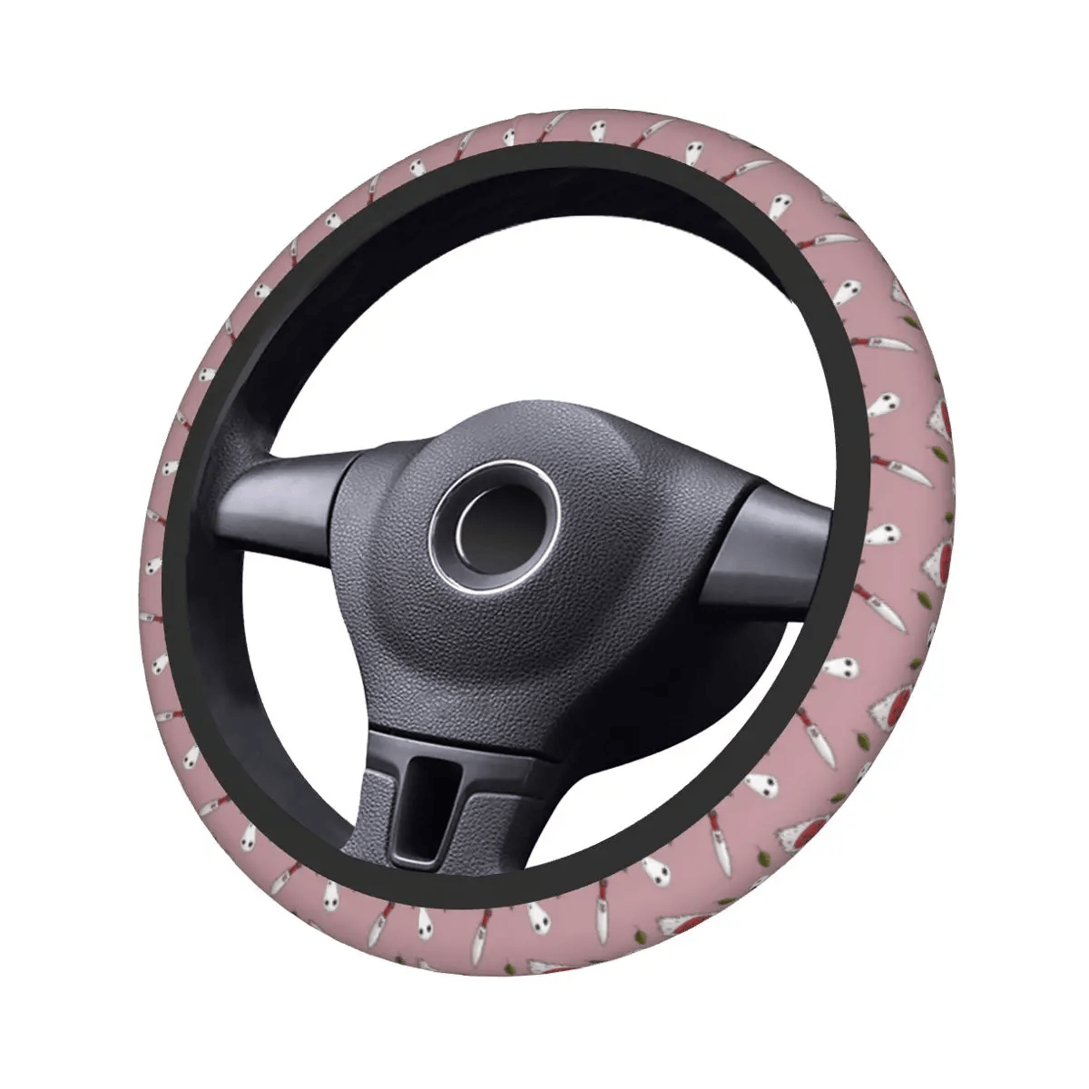 SGhibli Steering Wheel Cover Princess Mononoke Masks Pattern Driving Wheel Cover Pink