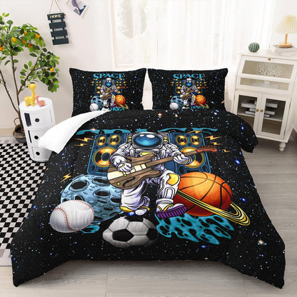 Astronaut Bedding Set Astronaut In Space With Guitar Duvet Covers Colorful Unique Gift