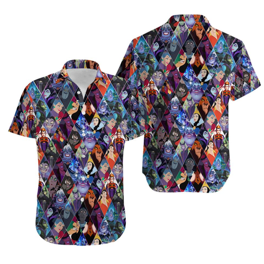 DN Hawaii Shirt DN Villain Characters In Square Pattern Hawaiian Shirt Black Blue Unisex