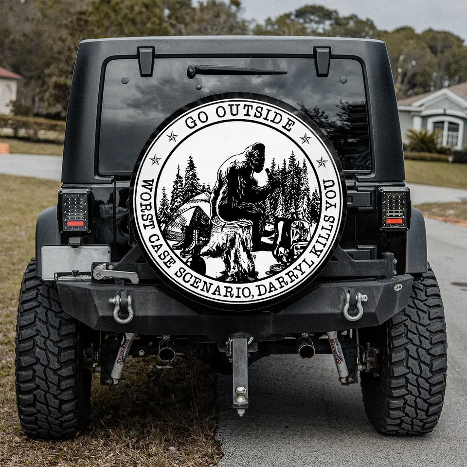 Bigfoot Spare Tire Cover Go Outside Worst Case Scenario Tire Covers White