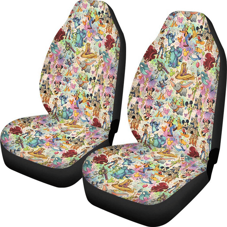 DN Car Seat Covers All DN Characters Pattern Seat Covers Colorful