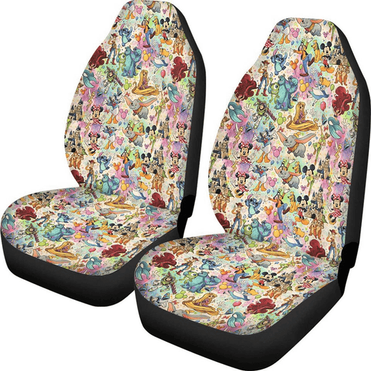 DN Car Seat Covers All DN Characters Pattern Seat Covers Colorful