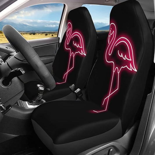 Flamingo Car Seat Covers Flamingo Neon Light Graphic Seat Covers Black Pink