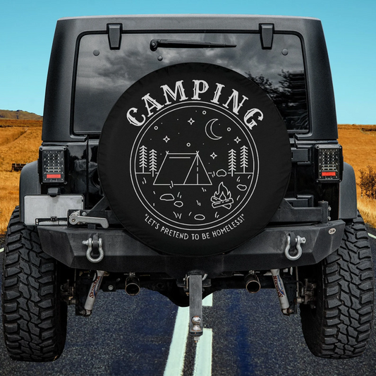 Camping Spare Tire Cover Let's Pretend To Be Homeless Tire Covers Black