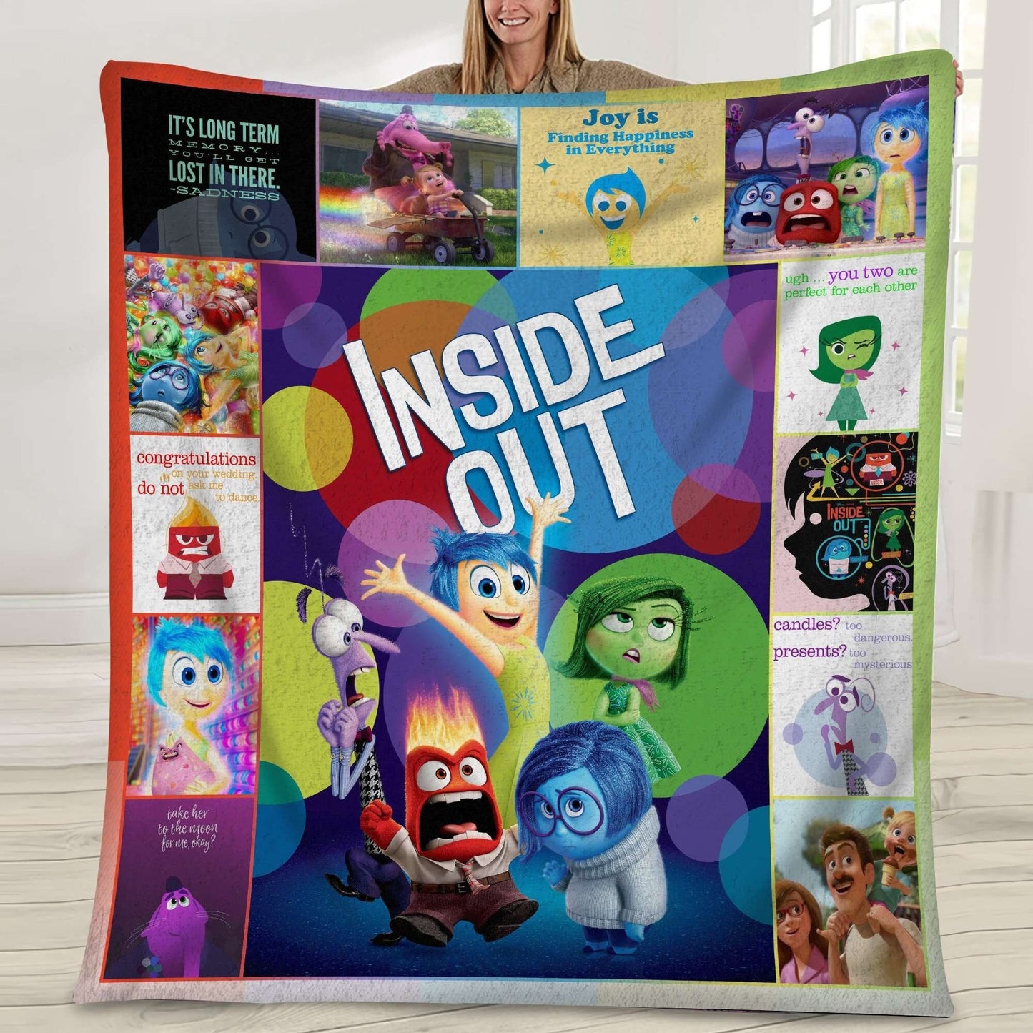 Inside Out Blanket DN Inside Out Characters Quotes Blanket Colorful