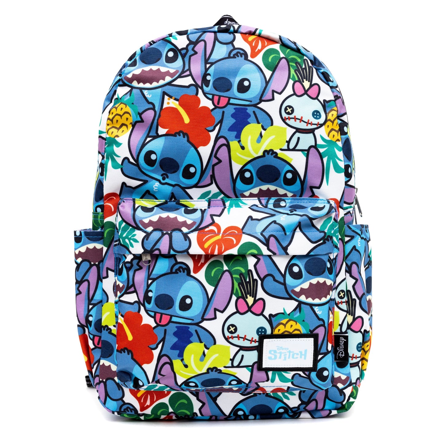 Stitch Backpack DN Stitch And Doll Flower Doodle Pattern Backpacks Blue