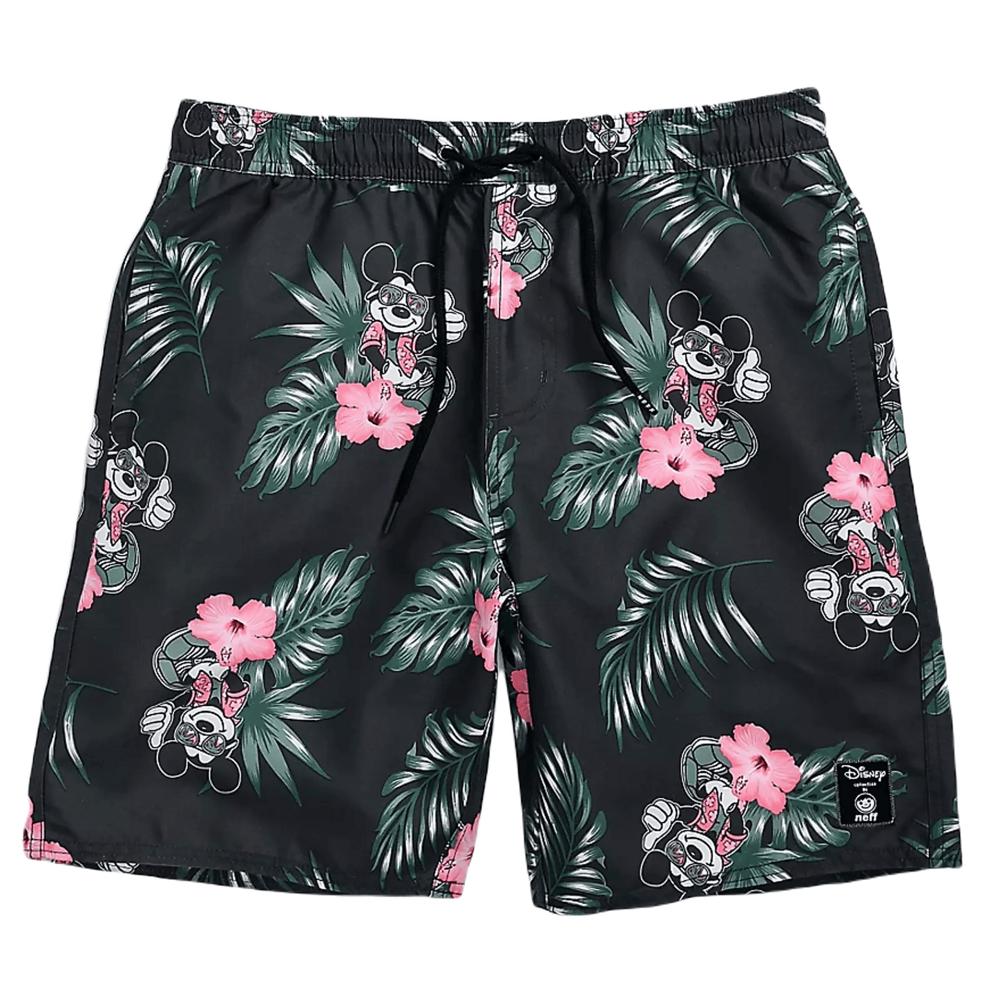 MM Shorts Cool MM Tropical Flower Pattern Beach Shorts Black Green