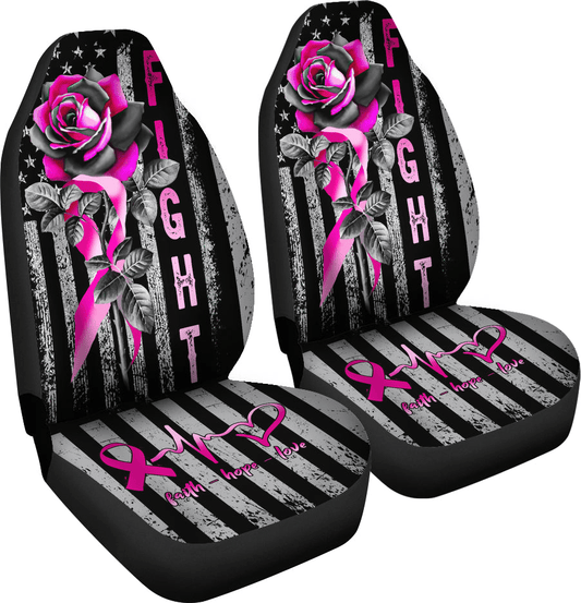 Breast Cancer Car Seat Covers Rose American Flag Fight Seat Covers Black Pink