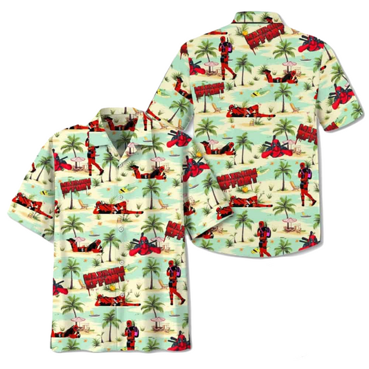 DP Hawaii Shirt MV DP Maximum Effort Tropical Pattern Hawaiian Shirt White Red Unisex