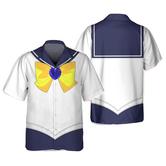 Sailor Moon Hawaii Shirt Sailor Uranus Haruka Tenoh Uniform Costume Hawaiian Shirt Black White Unisex