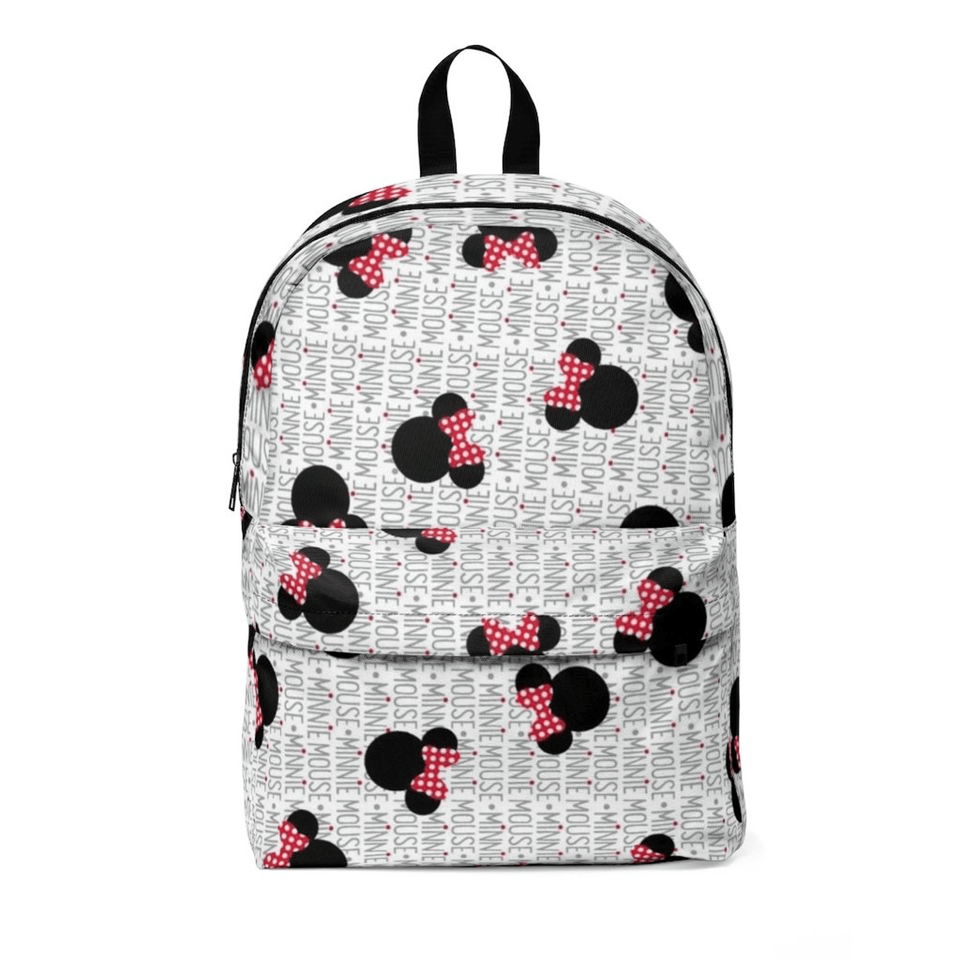 Minnie Backpack DN Minnie Ribbon Head Pattern Backpacks White Black