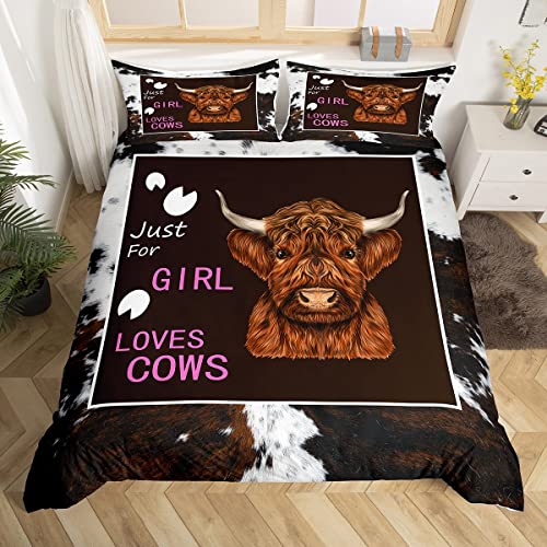 Cow Bedding Set A Girl Who Loves Highland Cattle Bull Duvet Covers Brown Unique Gift