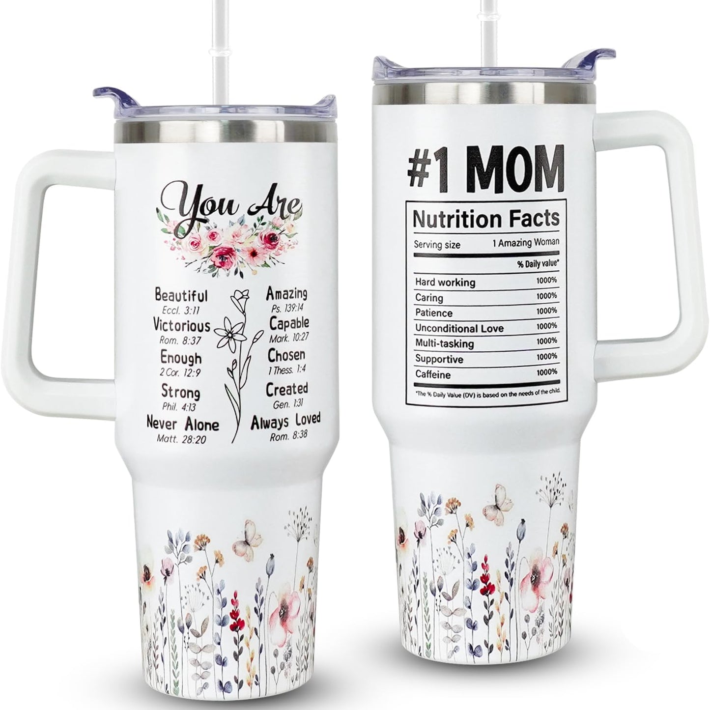 Mother 40 Oz Tumbler Number One Mom Nutrition Facts Tumbler 40 Oz White