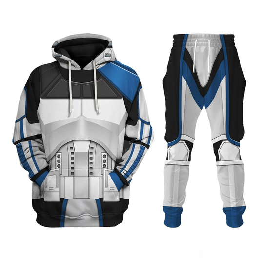 SW Pants Captain Rex Costume SW Cosplay Jogger White Blue Unisex Adults