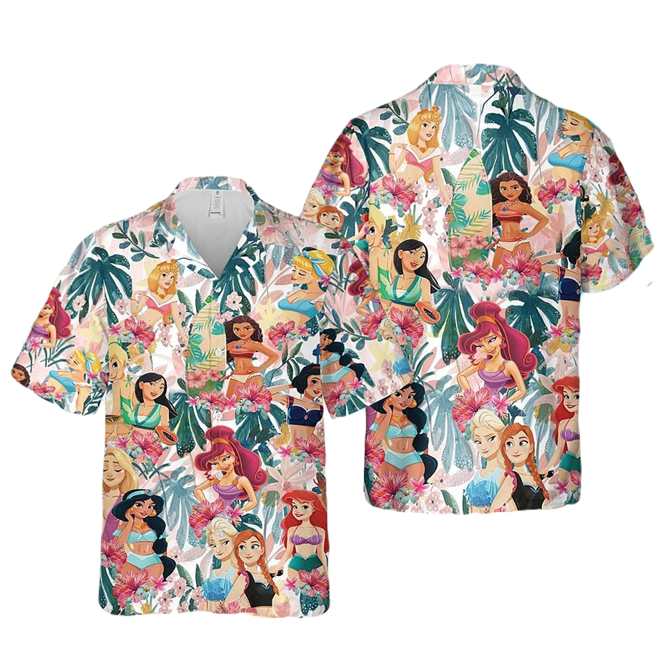 DN Hawaii Shirt DN Princesses Tropical Leaves Pattern Hawaiian Shirt C ...