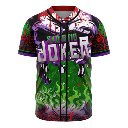 DC Jersey DC Sadistic Joker Original Clown Colorful Blame Joker Jersey Shirt DC Baseball Jersey Joker Baseball Jersey