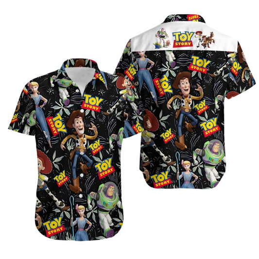 Toy Story Hawaii Shirt DN Woody Jessie Buzz Pattern Hawaiian Shirt Black Unisex