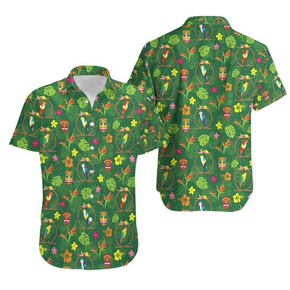 DN Hawaii Shirt Enchanted Tiki Room Tropical Pattern Hawaiian Shirt Green Unisex