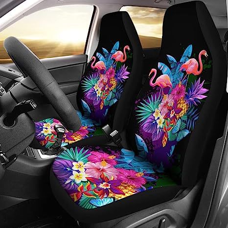 Flamingo Car Seat Covers Flamingo Tropical Flower Graphic Seat Covers Colorful