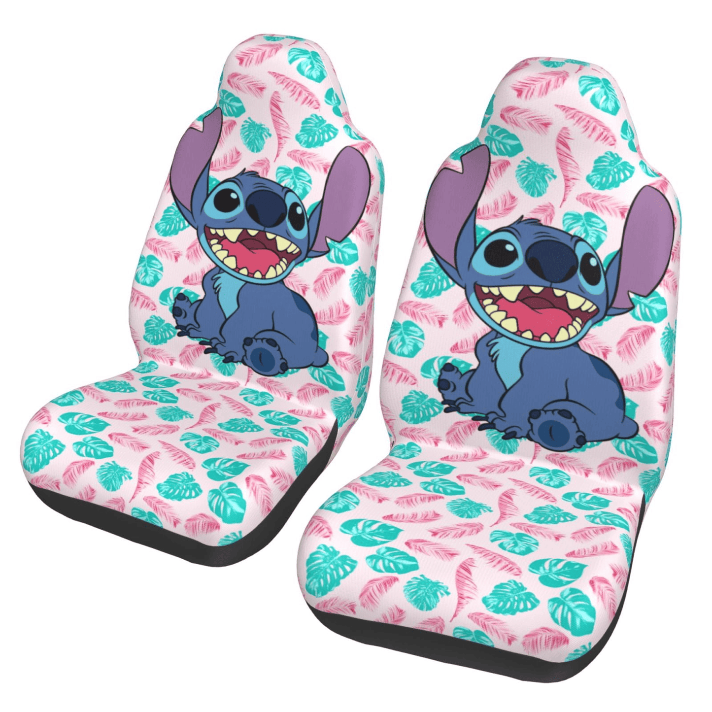 Stitch Car Seat Covers Stitch And Tropical Leaf Pattern Seat Covers Blue Pink