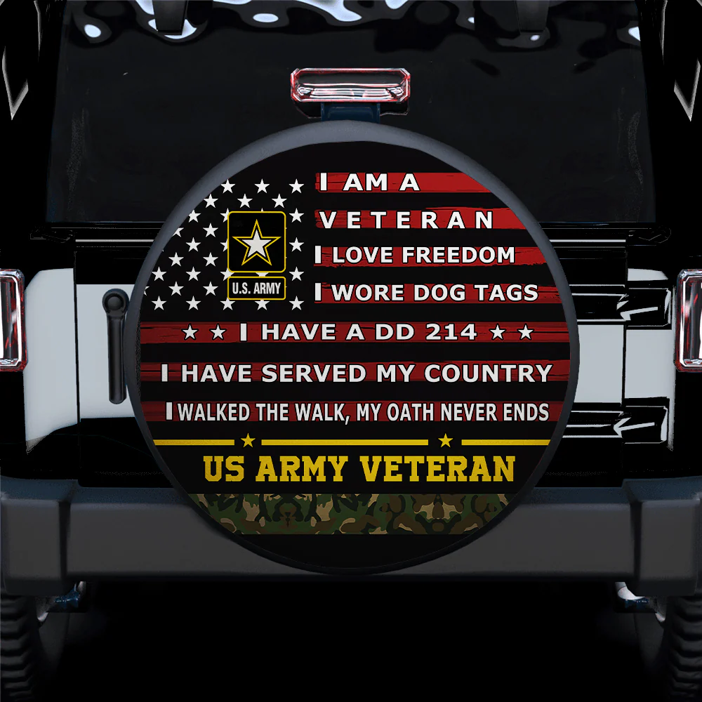 Veteran Spare Tire Cover I Am A Veteran I Love Freedom Tire Covers Black Red