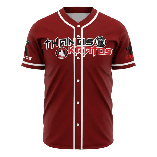 Marvel Jersey Marvel Villain Thanos And Kratos Red Jersey Shirt Marvel Baseball Jersey Thanos Baseball Jersey For Men