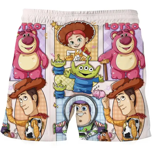 Toy Story Shorts Cute Toy Story Characters Graphic Beach Shorts Colorful