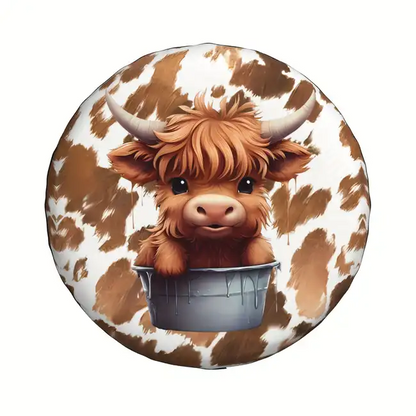 Cow Spare Tire Cover Cute Cow In A Bucket Fur Pattern Tire Covers White Brown