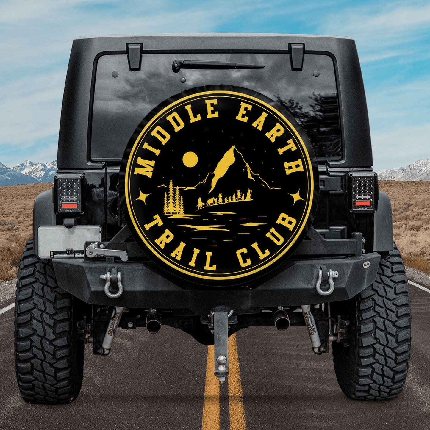 Camping Spare Tire Cover Middle Earth Trail Club Mountain Tire Covers Black Yellow