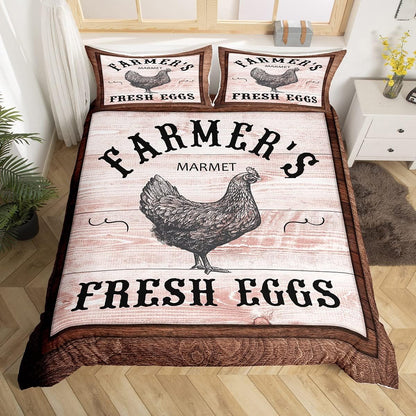 Farmer Bedding Set Farmer Market Fresh Eggs Duvet Covers Brown Unique Gift