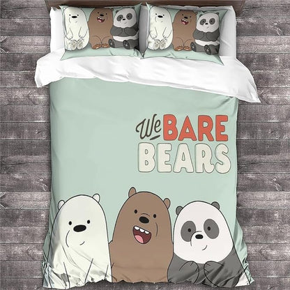 We Bare Bear Bedding Set We Bare Bear Cute Characters Duvet Covers Green Unique Gift