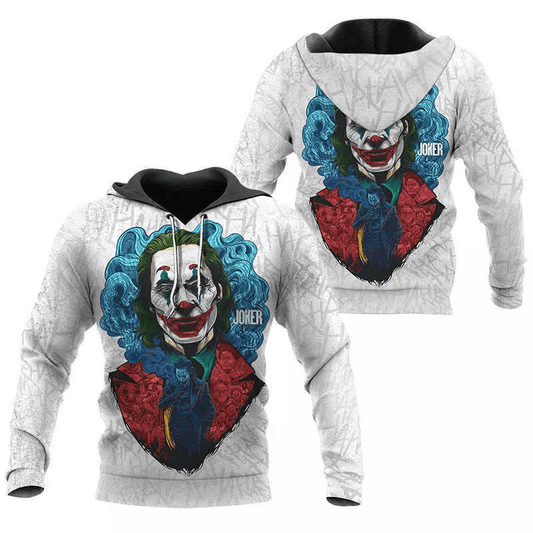 Joker Hoodie DC Joker Face Characters Pattern Hoodie White Unisex